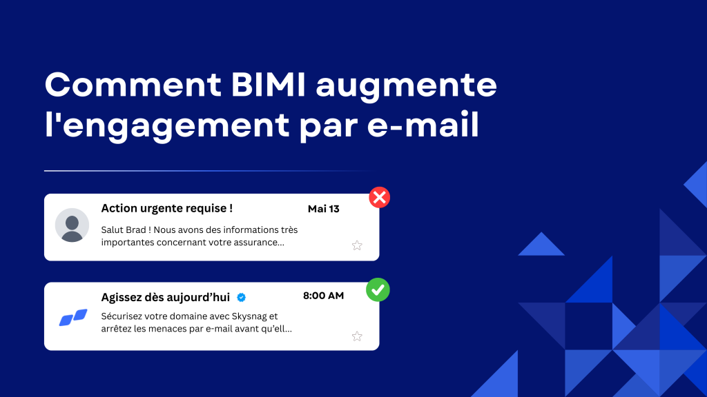 Découvrez comment BIMI augmente l'engagement par e-mail de 38 % et pourquoi les entreprises font confiance à Skysnag pour la protection de la marque et l'authentification fiable des e-mails.
