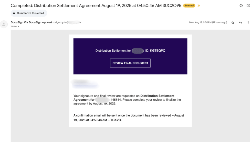 DocuSign spoofing email