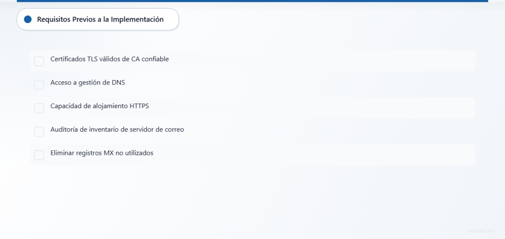 Lista de verificación de cinco requisitos técnicos para la implementación de MTA-STS