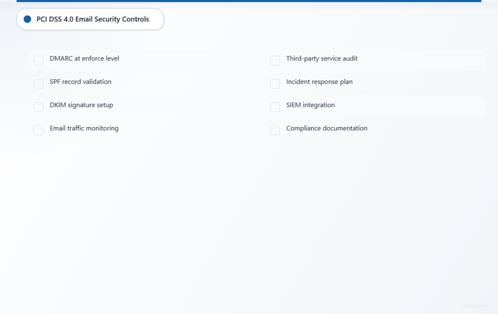  Eight essential email security controls checklist for PCI DSS 4.0 compliance including DMARC enforcement and monitoring