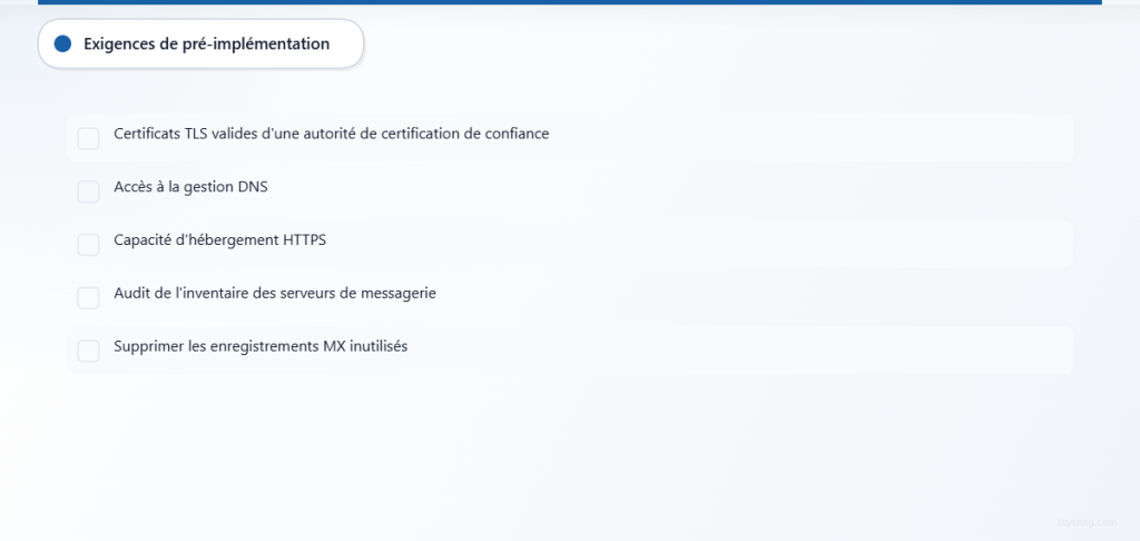 Liste de contrôle des cinq prérequis techniques pour l’implémentation de MTA-STS