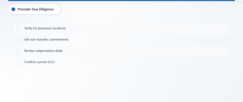 Due diligence checklist with four requirements for DMARC provider evaluation