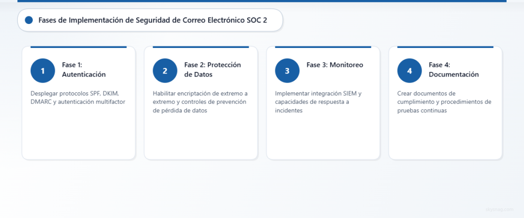 Hoja de ruta de cuatro fases para la implementación del cumplimiento de seguridad de correo electrónico SOC 2.