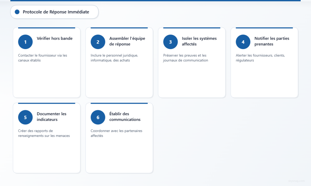 Protocole de réponse immédiate en six étapes pour les attaques par e-mail de la chaîne d'approvisionnement.