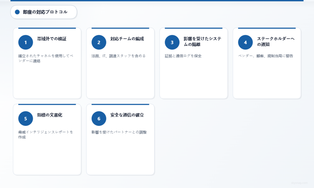 サプライチェーンのメール攻撃に対する6ステップの即時対応プロトコル。
