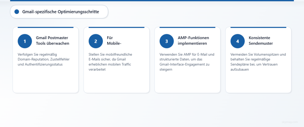 Vergleichstabelle mit den wichtigsten Unterschieden zwischen den E-Mail-Filteransätzen von Gmail und Outlook, einschließlich Authentifizierung, Engagement-Tracking und Sicherheitsintegration.