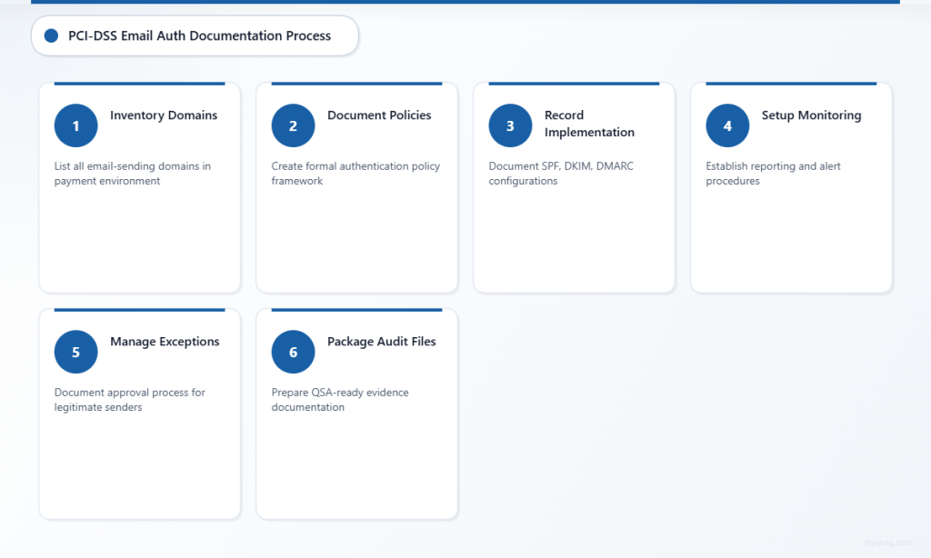 Six-step documentation process for PCI-DSS email authentication audits