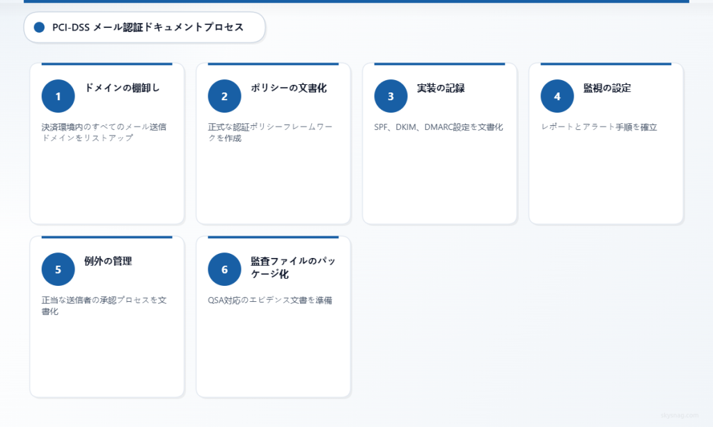 PCI-DSSメール認証監査のための6ステップ文書化プロセス。