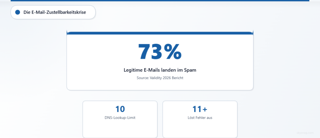 73 % der geschäftlichen E-Mails werden aufgrund von Authentifizierungsproblemen nicht zugestellt.