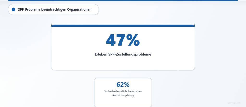 Statistiken, die SPF-Authentifizierungsprobleme zeigen, die die E-Mail-Zustellung und -Sicherheit beeinträchtigen